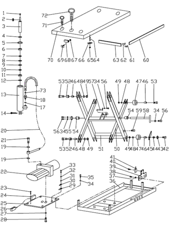 Stół podnośny elektryczny (wymiary platformy: 1000x1600mm, udźwig: 1000 kg, wysokość podnoszenia min/max: 205-990 mm) 3109770