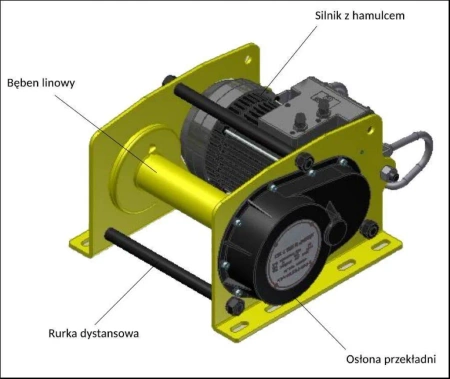 Wciągarka 500kg, 40m, pilot radiowy Wciągarka Budowlana TRETOS Military (TR-50040) + ramię do wciągarki TRETOS Military 300-600 kg (TR-60065)