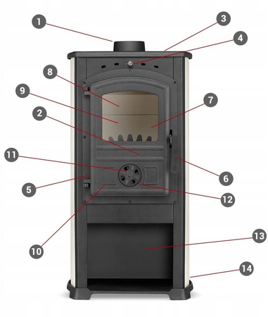 Piec wolnostojący 7,3-10kW (kolor: beż, wylot spalin: 120mm) - spełnia anty-smogowy EkoProjekt 99672871