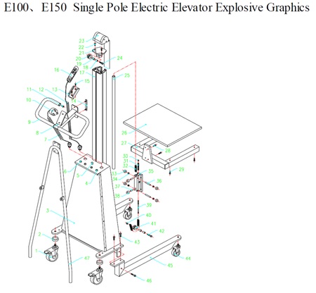 Wózek podnośnikowy elektryczny (udźwig: 100 kg) 130-1700 (min-max) 310413