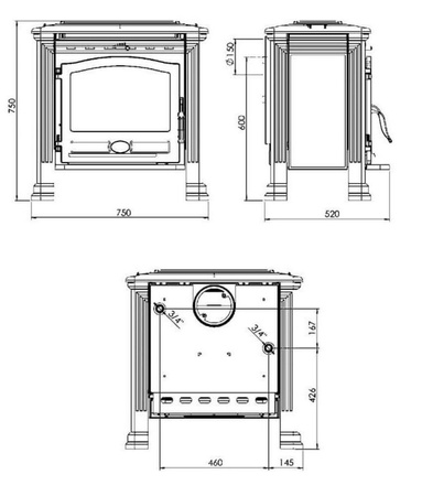 TOPSTOVE Piec kominkowy koza 12kW (średnica wylotu spalin: 150 mm) 58477248