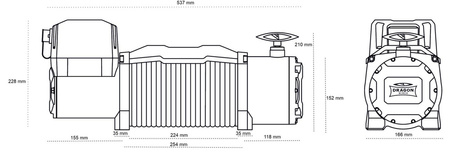 Wyciągarka samochodowa Dragon Winch DWM 13000 HD S 12V, z liną syntetyczną 20m szara, hamulec dynamiczny (udźwig: 13000 lb/ 5897 kg, silnik: 6,8KM) 55982880