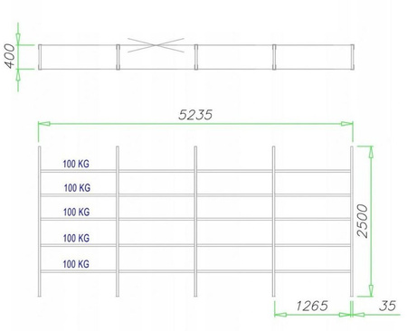 Regał magazynowy, Regały półkowe - 20 półek (wymiary: 5235x2500x400 mm) 22978053