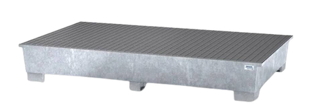 Wanna wychwytowa ze stali, ze strefą poboru, na 2 IBC, cynkowana, z 2 kratami 2680x1650x415 72279340