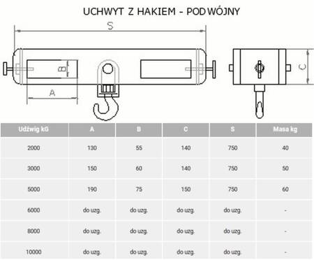 BERWILIA Uchwyt z hakiem, podwójny (udźwig: do wyboru) 29082342