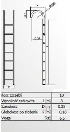 Drabina aluminiowa opieralna anodowana Drabex 10 stopniowa (wysokość robocza: 4,50m) 99674722