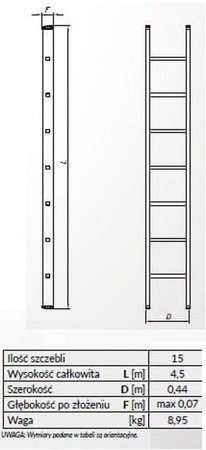 Drabina aluminiowa opieralna anodowana Drabex 15 stopniowa (wysokość robocza: 6,00m) 99674719