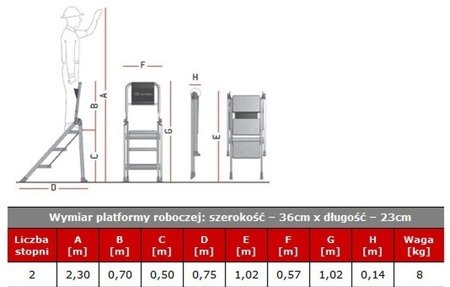 Drabina magazynowa / schody magazynowe FARAONE (wysokość robocza: 2,30m) 99675073