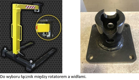 HYLDROBLE Widły do palet grawitacyjne pod rotator - do wyboru łącznik między rotatorem a widłami (udźwig: 2 T, długość wideł: 1000mm, robocza: 170mm) 80879957