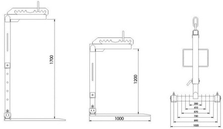 HYLDROBLE Widły do palet grzebieniowe (udźwig: 2 T, długość wideł: 1000mm, robocza: 170cm) 80879544