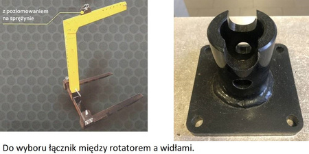 HYLDROBLE Widły do palet sprężynowe - do wyboru łącznik między rotatorem a widłami (udźwig: 2 T, długość wideł: 1000mm, robocza: 170cm) 80879961