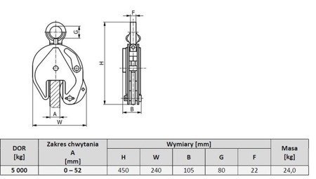 IMPROWEGLE Uchwyt przegubowy (udźwig: 5000 kg, zakres chwytania: 0-52 mm) 33975914