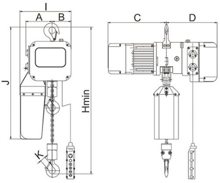 IMPROWEGLE Wyciągarka łańcuchowa elektryczny + wózek z silnikiem elektrycznym (udźwig: 5 T, wysokość podnoszenia: 6 m, zakres: 180-239 mm) 33971038