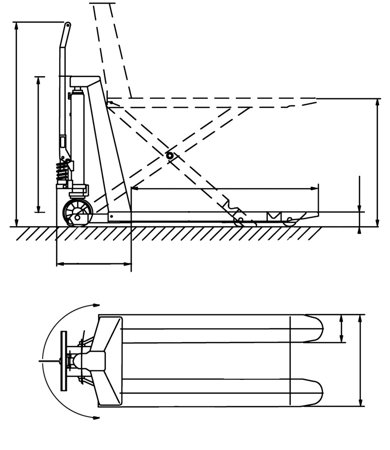 Kombinowany nożycowy wózek paletowy elektrohydrauliczny Unicraft (udźwig: 1000 kg, długość wideł: 1170mm, wysokość podnoszenia: 800mm) 32269535