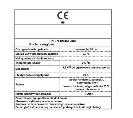 Kuchnia, angielka 9,2kW bez płaszcza wodnego, Jawor (nieobudowana, kolor: biały) - spełnia anty-smogowy EkoProjekt 25980262