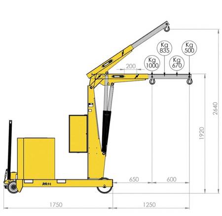 LIFERAIDA Mini żuraw o dużym udźwigu, elektryczne podnoszenie/opuszczanie jednobiegowe (udźwig: 1000 kg, maks. wysieg ramienia: 2000 mm, maks. wysokość: 3030 mm) 03082025