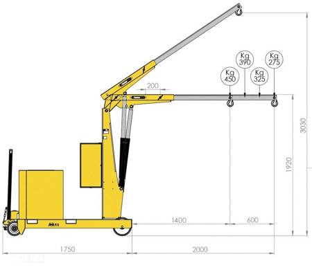 LIFERAIDA Mini żuraw o dużym udźwigu, elektryczne podnoszenie/opuszczanie jednobiegowe (udźwig: 1000 kg, maks. wysieg ramienia: 2000 mm, maks. wysokość: 3030 mm) 03082025