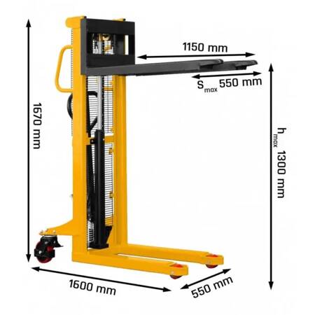 Masztowy wózek paletowy (udźwig: 1000 kg, długość wideł: 1150 mm, wysokość podnoszenia: 1300 mm) 02882864