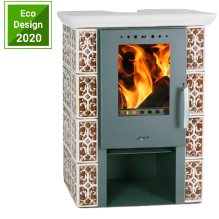 Piec kaflowy kominek koza 5,8kW (kolor: dwukolorowy ivory / brown) - spełnia anty-smogowy EkoProjekt 48279137