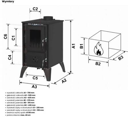 Piec kominek kuchnia żeliwny koza z fajerką płytą grzewczą 9-10kW (kolor: zielony, średnica wylotu spalin: 130mm) - spełnia anty-smogowy EkoProjekt 99682735