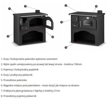 Piec koza kuchenka kuchnia węglowa westfalka 6-8kW (kolor: czarny, średnica wylotu spalin: 130 mm) - spełnia anty-smogowy EkoProjekt 99680120