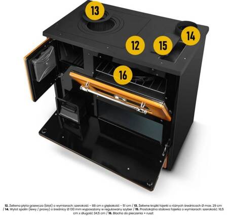 Piec koza kuchenka kuchnia węglowa westfalka 9,32-11,32kW (kolor: sahara, średnica wylotu spalin: 130 mm) - spełnia anty-smogowy EkoProjekt 99682639