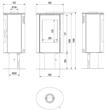 Piec wolnostojący koza 8kW KOZA AB (z panelami kaflowymi - czerwony) - spełnia anty-smogowy EkoProjekt 30066828