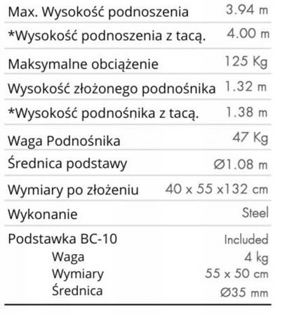 Podnośnik towarowy z wciągarką z automatycznym hamulcem (maks. wysokość podnoszenia: 4 m, maks. udźwig: 125 kg) 27481888