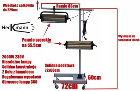 Promiennik podczerwieni ir do suszenia lakierniczy 1000W 13782478