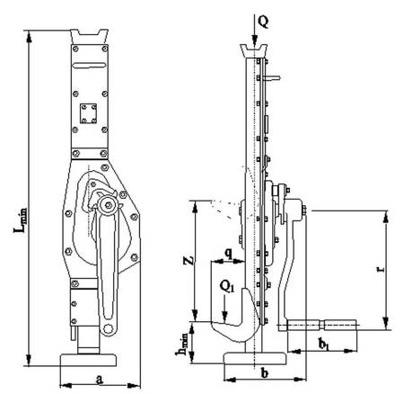 RANG Podnośnik mechaniczny, podnośnik zębatkowy z łapą boczną (udźwig: 16 T, udźwig na łapie: 11,2 T, wysokość podnoszenia: 320 mm) 10278758