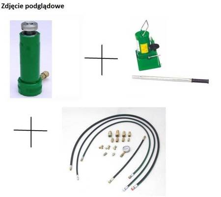 Siłownik hydrauliczny (wysokość podnoszenia min/max: 270/503mm, udźwig: 10T) + do wyboru: pompa hydrauliczna, przewód wysokociśnieniowy, szybkozłącze 1/4’’, manometr 62781591