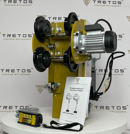 TRETOS Force TR-99020 Wciągarka linowa elektryczna z wózkiem elektrycznym i pilotem bezprzewodowym 500/990kg, 20m