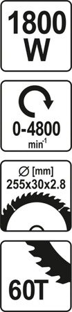 Ukośnica (średnica tarczy: 255 mm. moc: 1800W) 65669931