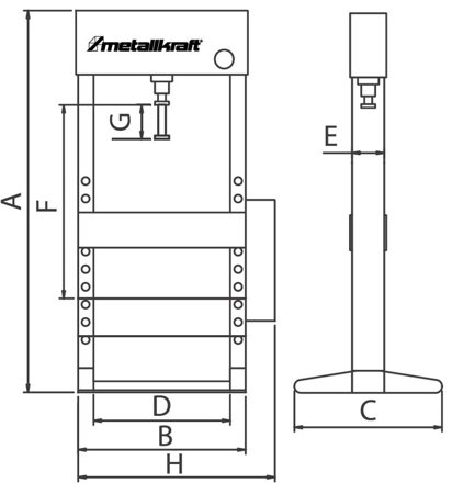 Warsztatowa prasa hydrauliczna Metallkraft (moc: 30 T) 32269378