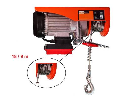 Wciągarka elektryczna, sterowanie bezprzewodowe 230V (udźwig: 800/400 kg, wysokość podnoszenia: 5/10 m, moc: 1300 W) 00082160