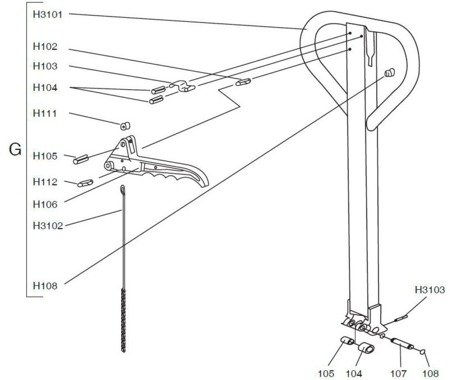 Wózek paletowy (udźwig: 1000 kg, szerokość wideł: 100mm, wysokość podnoszenia: 70-240 mm) 61605