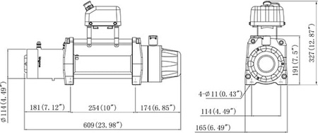 Wyciągarka KingOne TDS-9.5H 9500 lbs [4309kg] z liną syntetyczną 12V (lina: 10 mm 28m) 81877886