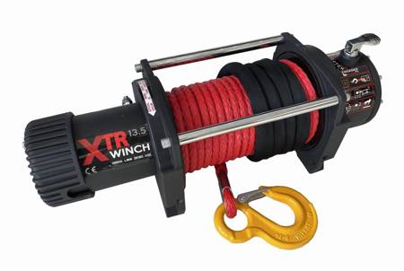 Wyciągarka XTR 13500lbs [6130kg] z liną syntetyczną 12V (lina: 10 mm czerwona dyneema 25m 10400kg +hak) 81877814