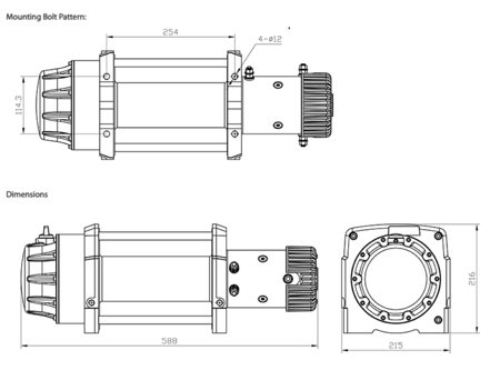 Wyciągarka XTR 15000lbs [6810kg] z liną syntetyczną 12V (lina: 10mm w oplocie z dużym hakiem 25m) 81877820