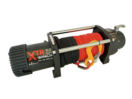 Wyciągarka XTR 8000 lbs [3629 kg] z liną syntetyczną 12V + hak (lina: 10 mm czerwona dyneema 25m 10400kg +hak) 81880013