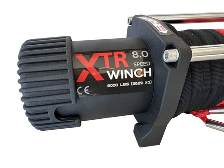 Wyciągarka XTR 8000 lbs [3629 kg] z liną syntetyczną 12V + hak (lina: 10 mm czerwona dyneema 25m 10400kg +hak) 81880013