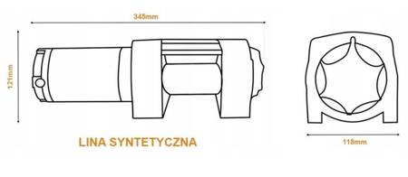 Wyciągarka elektryczna do quada syntetyczna (uciąg: 4000lbs / 1814kg, długość liny: 13 m) 04880868