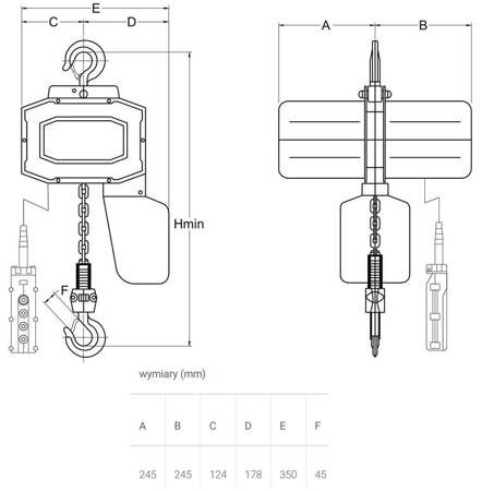 Wyciągarka elektryczna + wózek jezdny(wysokość podnoszenia: 3m, szerokość belki: 74-220 mm, udźwig: 3 T) 22078467