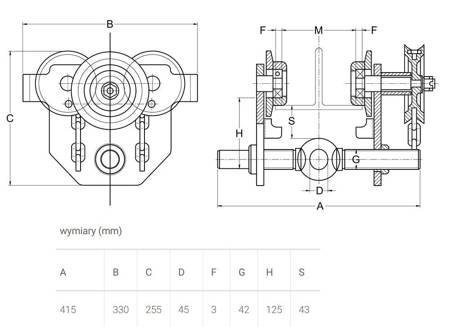 Wyciągarka elektryczna + wózek jezdny(wysokość podnoszenia: 3m, szerokość belki: 74-220 mm, udźwig: 3 T) 22078467