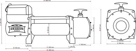 Wyciągarka samochodowa Dragon Winch Maverick DWM 12000 HD EN 24V hamulec dynamiczny, z normą EN 14492-1 z liną stalową 31m (udźwig: 12000 lb/ 5443 kg, silnik: 7,8KM) 55946638