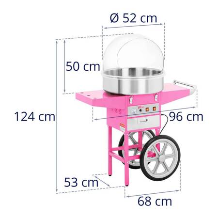 Wydajna maszyna do produkcji waty cukrowej - konstrukcja ze stali nierdzewnej i tworzywa sztucznego (moc: 1200 W, Średnica misy: 520 mm) 45682127