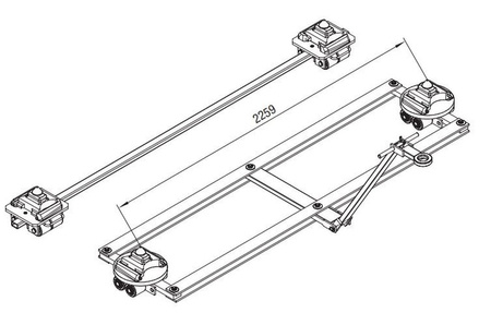 Zestaw podwozi transportowych, 12 ton, 4 punkty podparcia, rolki 85 mm 49981265